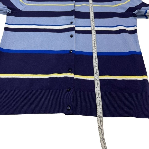 Cable & Gauge💙Blue Stripe Button Front Crew Neck Cardigan Sweater Size L - Picture 10 of 10